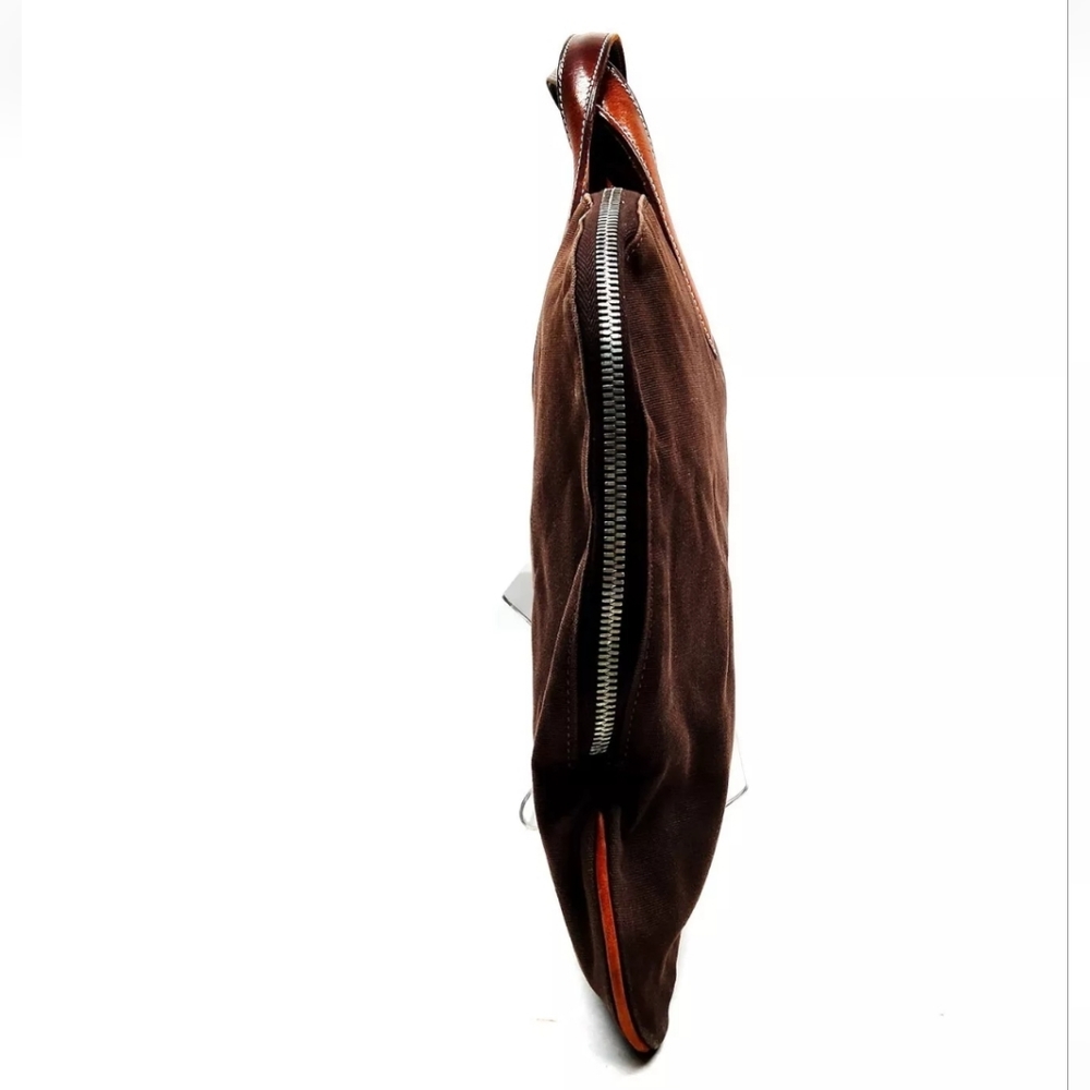 HERMES HAND BAG BROWN CANVAS - Picture 3 of 10
